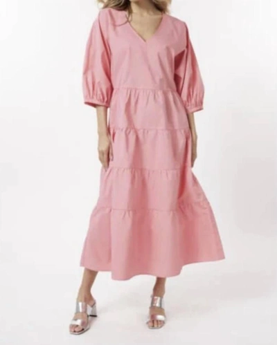 Esqualo V-neck Maxi Dress In Strawberry In Pink