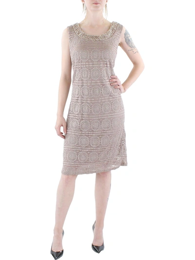 R & M Richards Womens Lace Embellished Cocktail And Party Dress In Pink