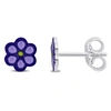 Mimi & Max Purple Flower Stud Earrings In Sterling Silver In Purple