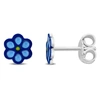 Mimi & Max Blue Enamel Flower Stud Earrings In Sterling Silver In Blue