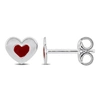 Mimi & Max Red Enamel Heart Stud Earrings In Sterling Silver In Red