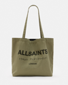 Allsaints Undergound Logo Printed Tote Bag In Nori Green/black