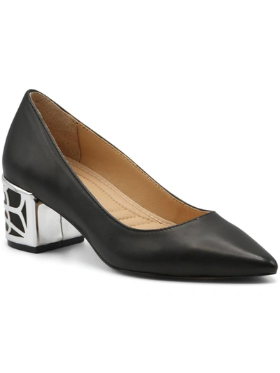 Adrienne Vittadini Flori Womens Faux Leather Pointed Toe Pumps In Black