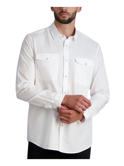 Karl Lagerfeld Mens Snap Front Slim Fit Button-down Shirt In White