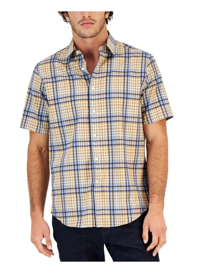 Club Room Mens Plaid Short Sleeve Button-down Shirt In Multi