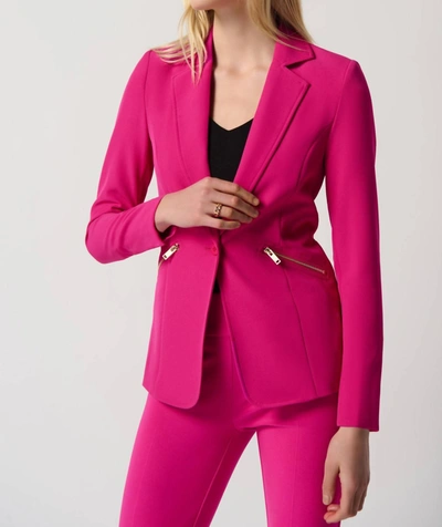 Joseph Ribkoff Pink Woven Blazer With Zippered Pockets