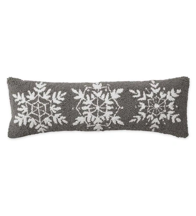Peking Handicraft Winter Snow Hooked Decorative Pillow In Grey