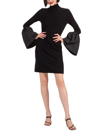 Trina Turk Women's Larissa Merino Wool Bell-sleeve Turtleneck Minidress In Black