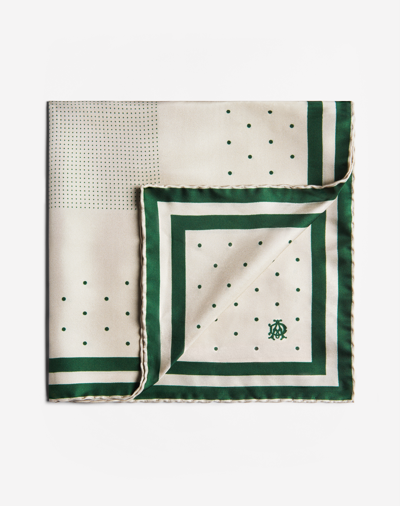 Dunhill Silk Polka Dot Printed Neckerchief In Green