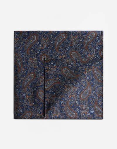 Dunhill Wool Silk Paisley Printed Neckerchief In Blue