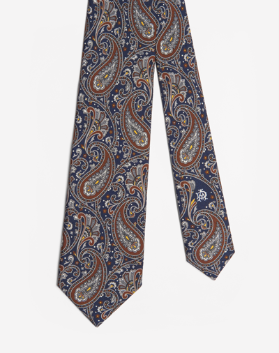 Dunhill Silk Paisley Printed Tie 8cm In Blue