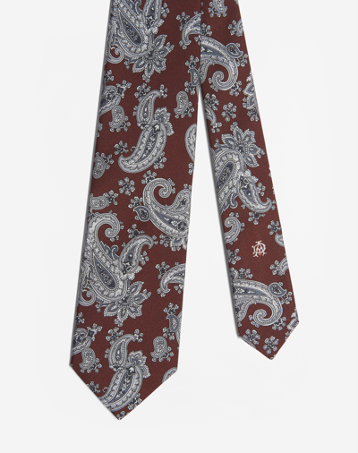 Dunhill Silk Paisley Printed Tie 8cm In Brown