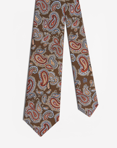 Dunhill Silk Paisley Printed Tie 8cm In Brown