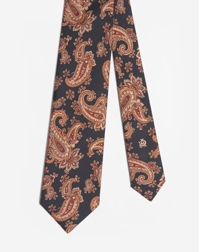Dunhill Silk Paisley Printed Tie 8cm In Blue
