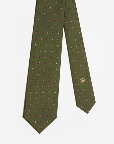 Dunhill Silk Neats Printed Tie 8cm In Green