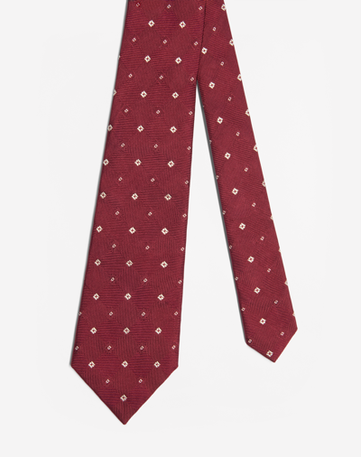 Dunhill Silk Archive Neat Woven Tie 8cm In Red