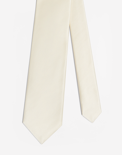 Dunhill Silk Duchess Satin Woven Tie 9cm In White