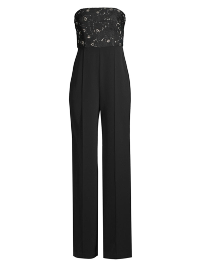 Milly Spencer Strapless Beaded Jumpsuit In Black