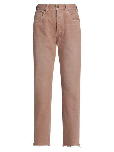 Moussy Vintage Emery Wide Straight Jeans In Beige