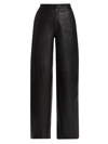 L AGENCE WOMEN'S LIVVY LEATHER STRAIGHT-LEG trousers