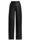 L AGENCE WOMEN'S LIVVY LEATHER STRAIGHT-LEG PANTS