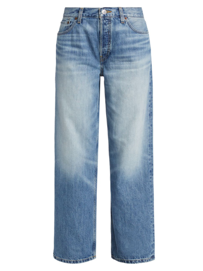 Re/done Loose High Rise Cropped Straight Jeans In Vintage Flow