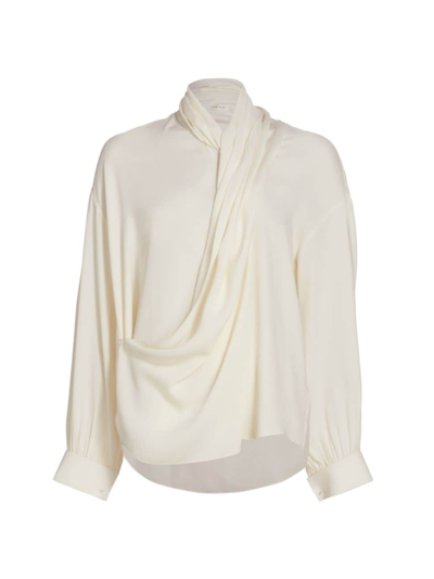 The Row Darnelle Silk Blouse With Neck Panel In White