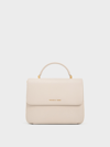 Charles & Keith Front Flap Top Handle Bag In Ivory