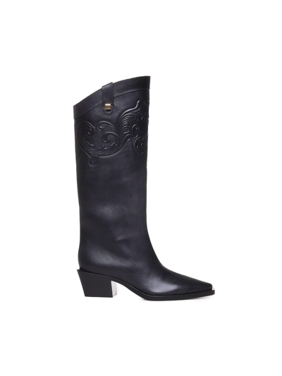 Maison Skorpios High Western Boots In Black