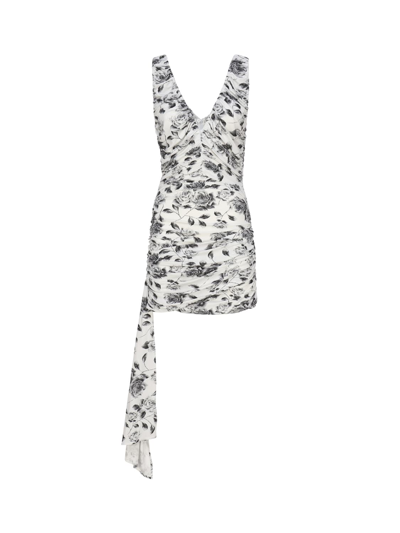 Magda Butrym Sleeveless Jersey Minidress With Sash In Black, White