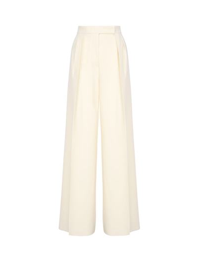 Max Mara Mens Trousers In Stretch Wool In Ivory