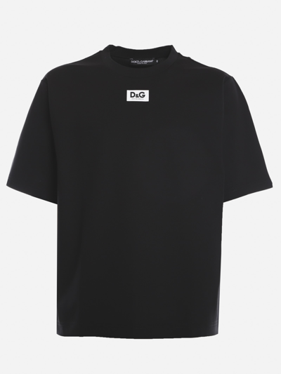 Dolce & Gabbana Logo-patch Short-sleeve T-shirt In Black