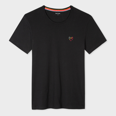 Paul Smith Women's Black Lounge Embroidered 'swirl' Heart T-shirt In Blacks