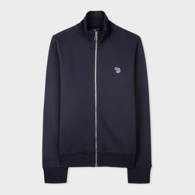 PS BY PAUL SMITH NAVY COTTON ZEBRA LOGO ZIP SWEATSHIRT BLUE