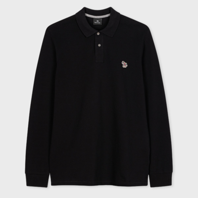 Ps By Paul Smith Ps Paul Smith Mens Reg Fit Ls Polo Shirt Zebra In Blacks
