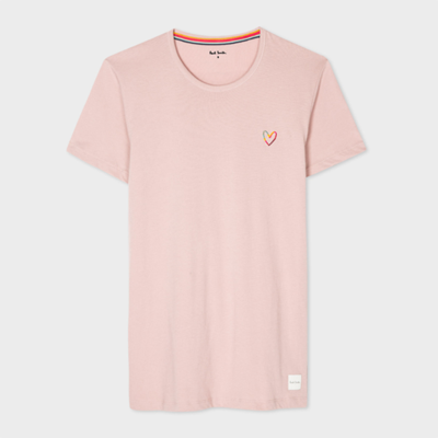 Paul Smith Dusky Pink Lounge Embroidered 'swirl' Heart T-shirt In Pinks