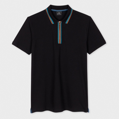 Ps By Paul Smith Ps Paul Smith Mens Reg Polo Ss Zip In Black