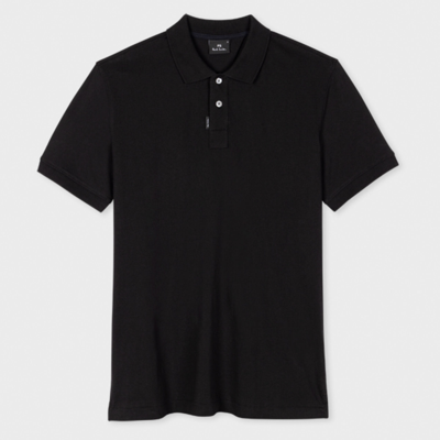 Ps By Paul Smith Logo-tag Cotton Polo Shirt In Black