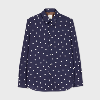 Paul Smith Polka Dot-print Cotton Shirt In Blues