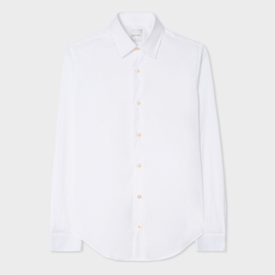 Paul Smith Super Slim-fit White Shirt With 'artist Stripe' Cuff Lining