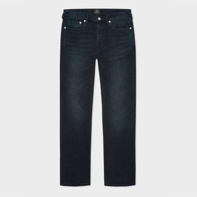 PS BY PAUL SMITH SLIM-STANDARD NAVY-WASH 'CROSSHATCH STRETCH' JEANS BLUE