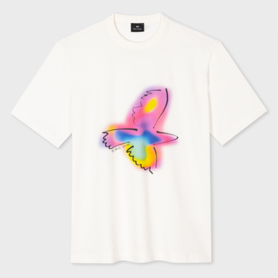 Ps By Paul Smith Spray Bird Cotton T-shirt In Whites