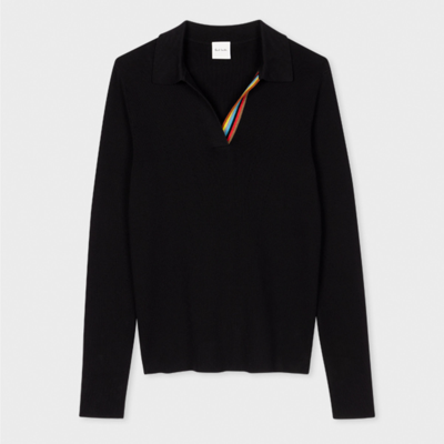 Paul Smith Womens Knitted Jumper Open Neck In Black