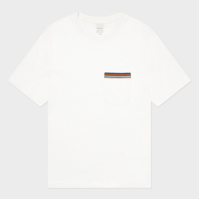 Paul Smith Gents Tshirt Stripe Pkt In Whites