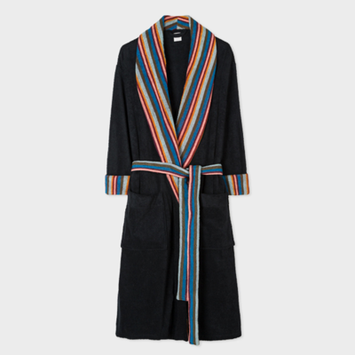 PAUL SMITH BLACK 'ARTIST STRIPE' TOWELLING DRESSING GOWN