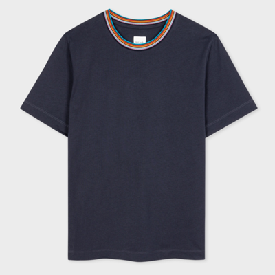 Paul Smith Womens Stripe Neck T-shirt In Blues