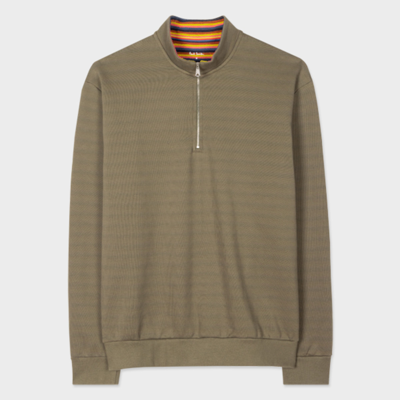 Paul Smith Mens Browns Half-zip Funnel-neck Cotton-jersey Sweatshirt In Greens