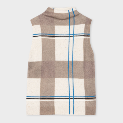 Paul Smith Plaid Check-print Knitted Top In Cream