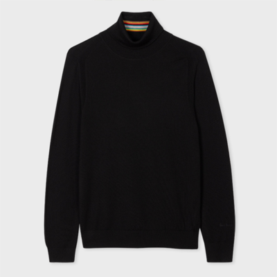 Paul Smith Merino Wool Rollneck Jumper In Blacks