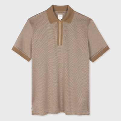Paul Smith Mens Zip Polo Shirt In Browns